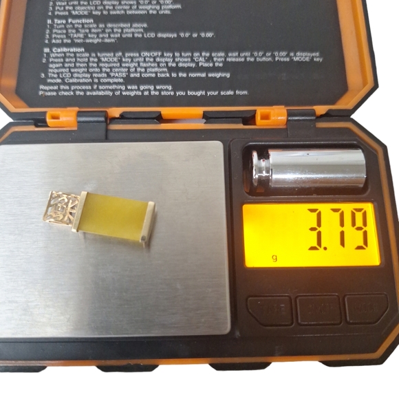 14k Yellow Gold And Yellow Jade Pendant Charm 1 1/4"  3.79 Grams Chinese Symbols - Picture 7 of 9